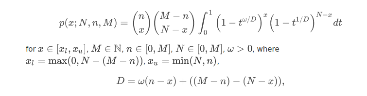 Wallenius hypergeometric pmf formula
